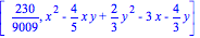 [230/9009, x^2-4/5*x*y+2/3*y^2-3*x-4/3*y]